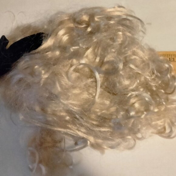 Halloween Costume White Wig Black Velvet Bow Shabby Distressed - Picture 4 of 4
